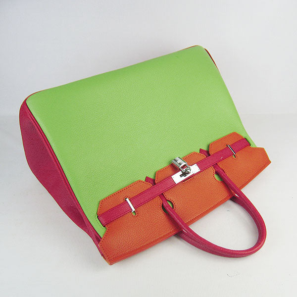Luxury Hermes Birkin 35cm Togo Leather Handbags 6099 Red/Orange/Green S