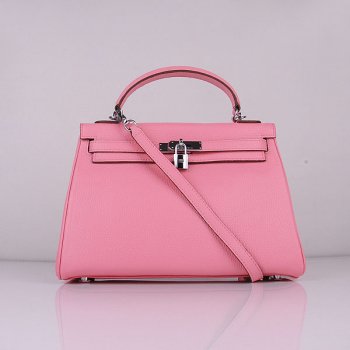 Luxury Hermes Kelly 32cm Togo leather 6108 cherry pink silver