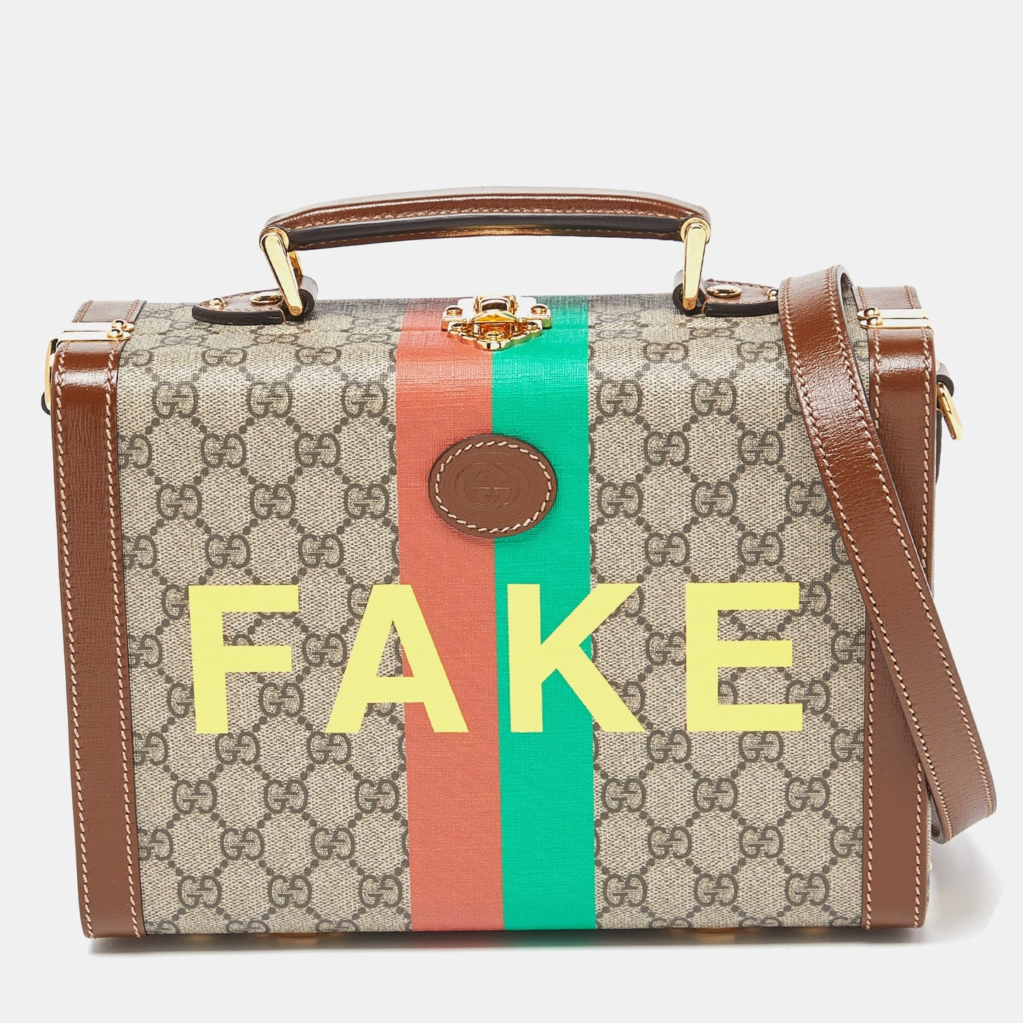 Luxury Gucci Trending 2025 Brown/Beige GG Supreme Canvas and Leather Fake/Not Savoy Beauty Case Bag