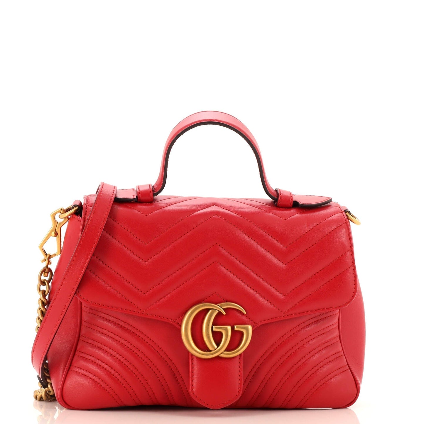 Luxury Gucci Trending 2025 GG Marmont Top Handle Flap Bag Matelasse Leather Small