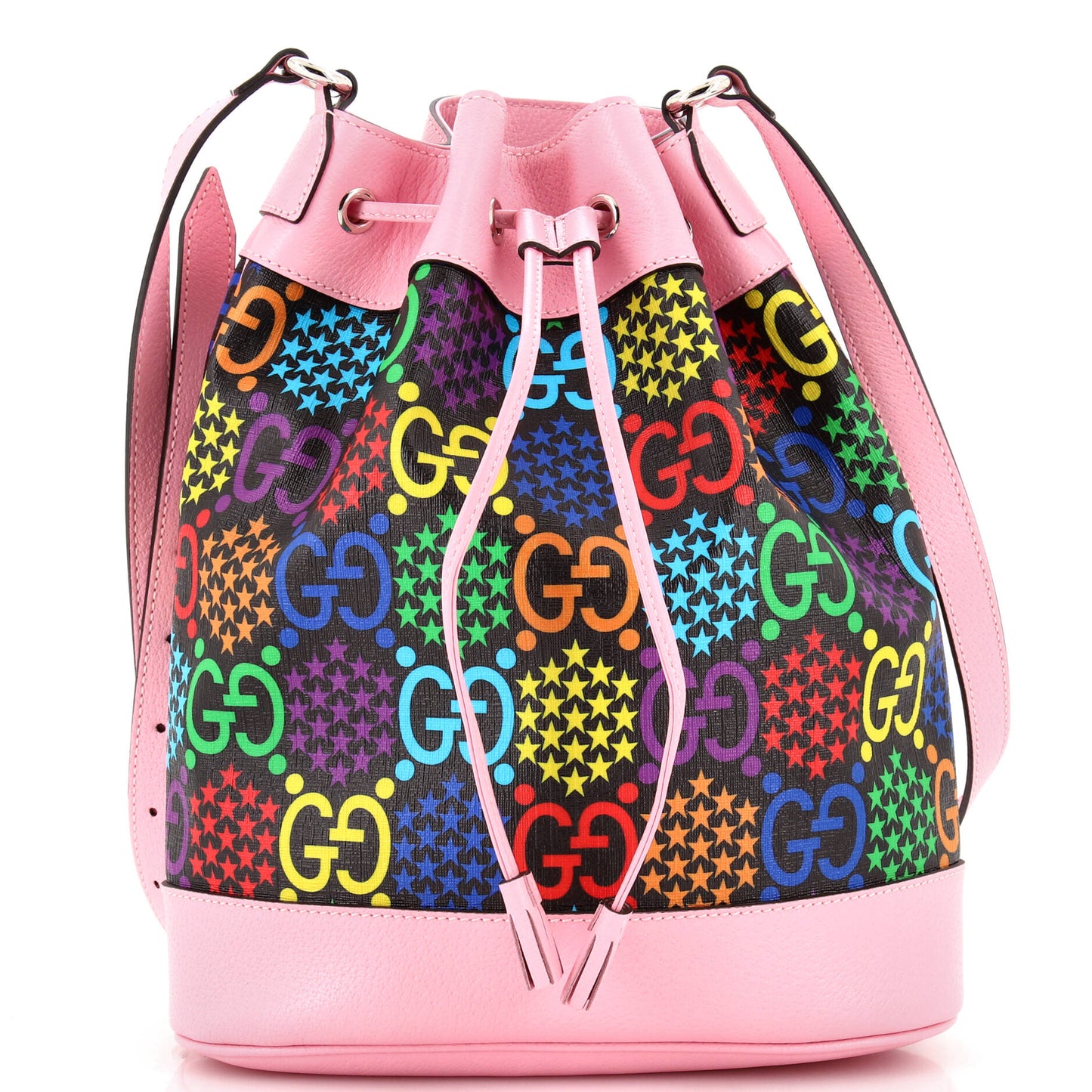 Luxury Gucci Trending 2025 Bucket Bag Psychedelic Print GG Coated Canvas Medium