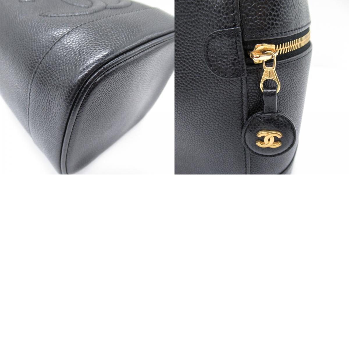 CHANEL Laminated Vanity Handbag Caviar S Black A01998