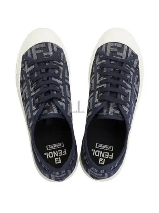Luxury Fendi Domino FF Morty Denim Low Top Sneakers Blue