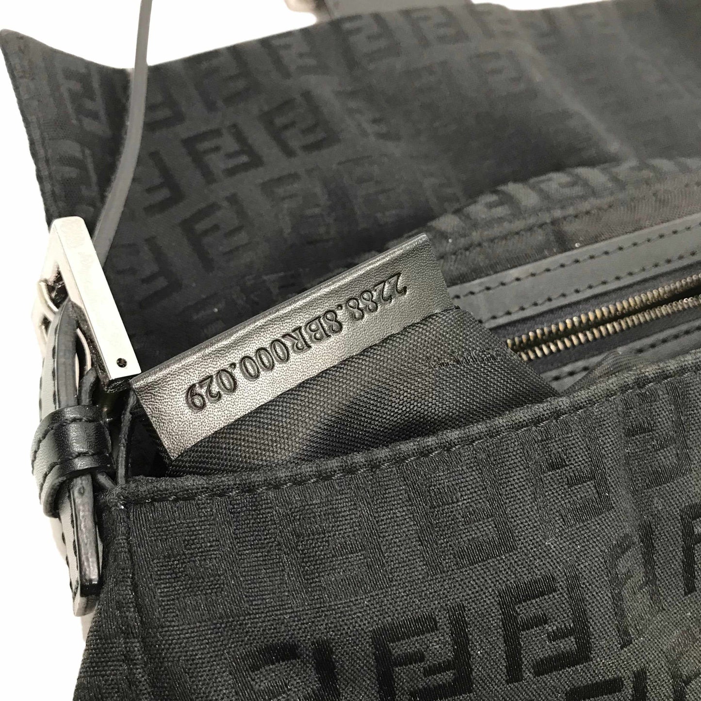 Fendi Leather-Trimmed Zucca Baguette