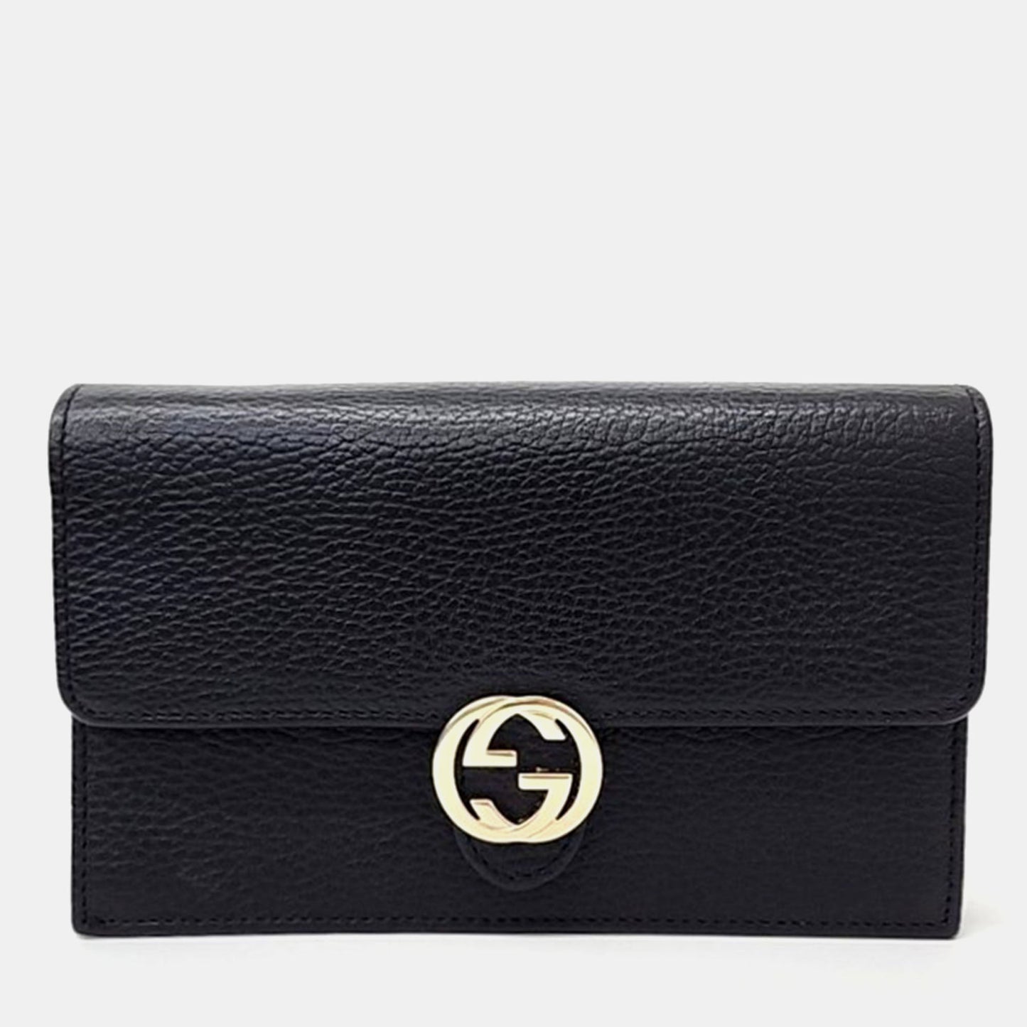 Luxury Gucci Trending 2025 Black Leather Interlocking G Chain Crossbody Bag