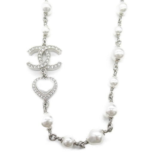Chanel Necklace Pearl/Heart B23B Collar Jewelry / Pearl Silver ABB616 B14142NR575