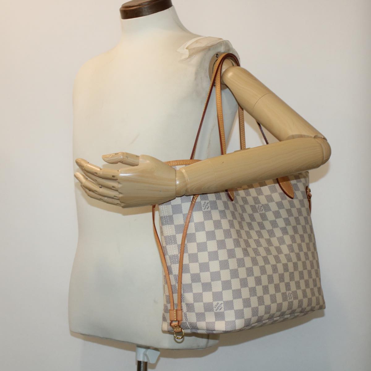 LOUIS VUITTON Damier Azur Neverfull MM Tote Bag N41605 LV fm2414