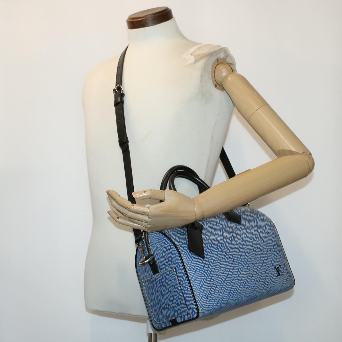 LOUIS VUITTON Epi Speedy Bandouliere 25 Hand Bag Blue M51280 LV fm2466