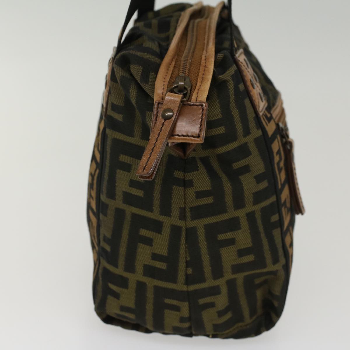 Luxury FendiZucca Canvas Hand Bag Black Brownfm2664