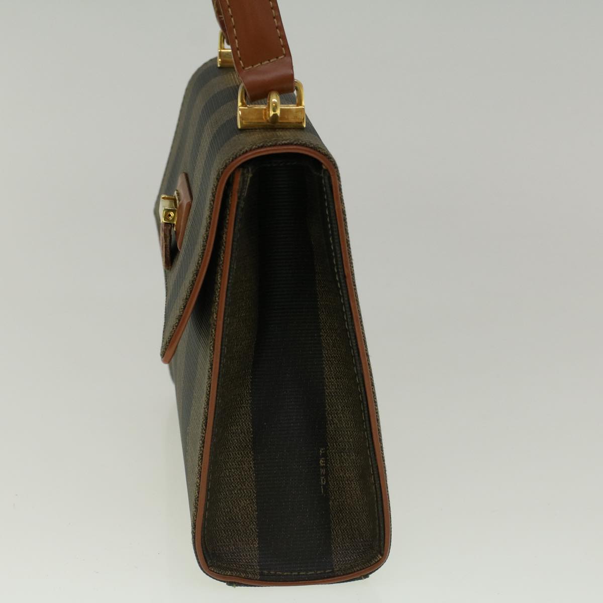 Luxury FendiPecan Canvas Hand Bag Coated Canvas 2way Brownfm2917