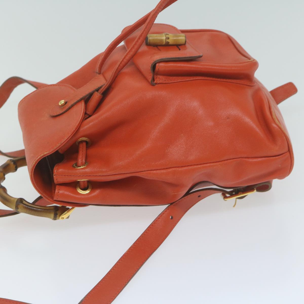 GUCCI Bamboo Backpack Leather Orange 003 2058 0030 fm3138