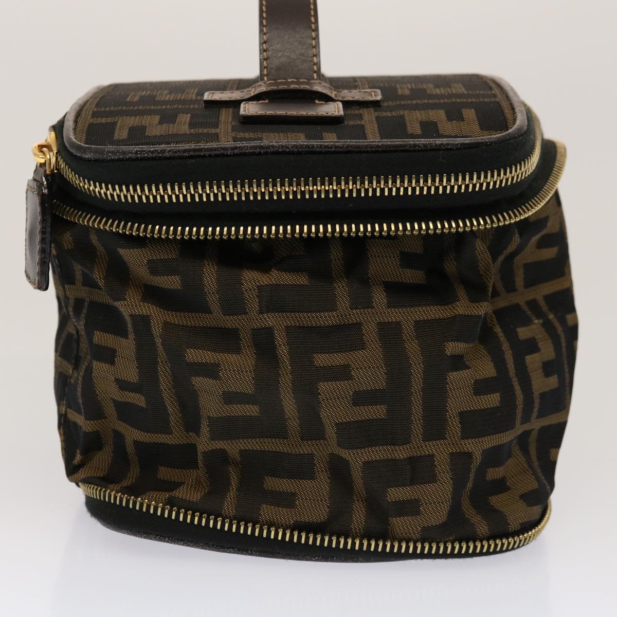 Luxury FendiZucca Canvas Vanity Pouch Brown Blackfm3154