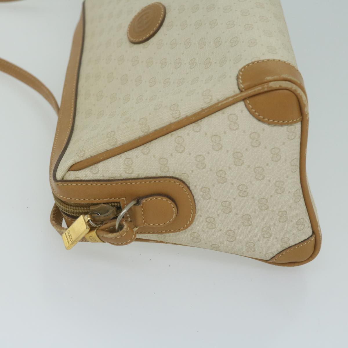 GUCCI Micro GG Canvas Shoulder Bag PVC Beige fm3171