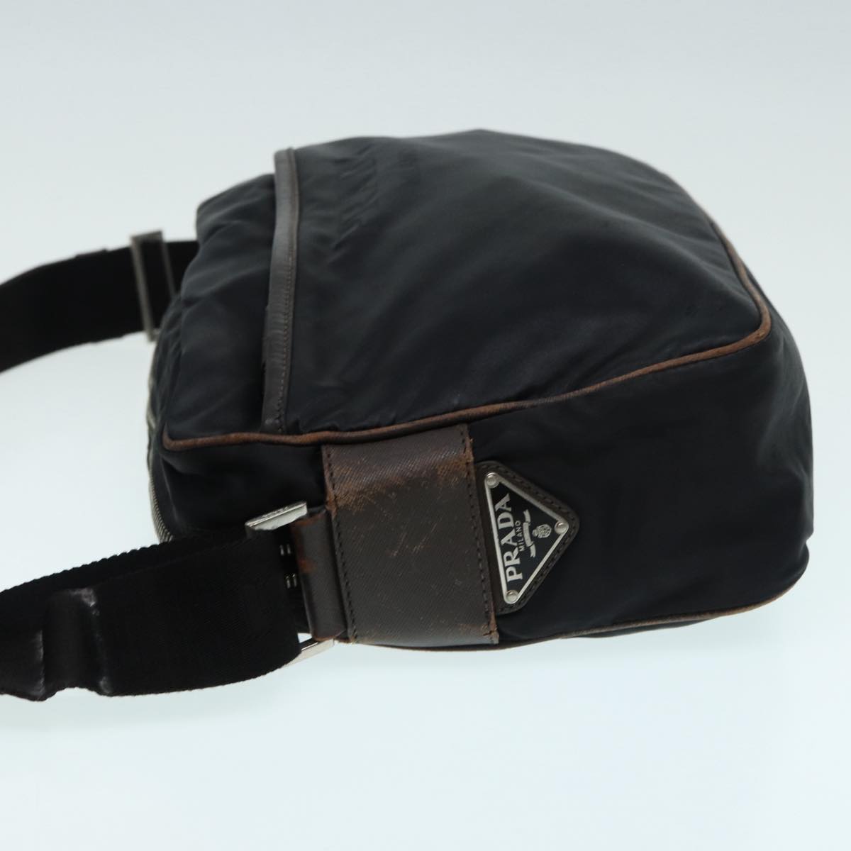 Luxury Prada Shoulder Bag Nylon Black Silver fm3701