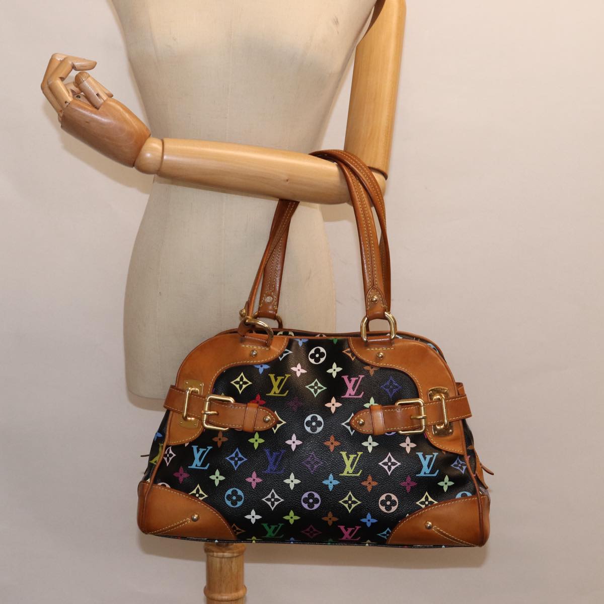 LOUIS VUITTON Monogram Multicolor Claudia Hand Bag Black M40194 LV fm3736