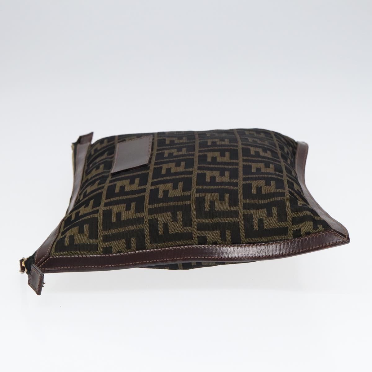 Luxury Fendi Zucca Canvas Clutch Bag Brown Black goldfm3776