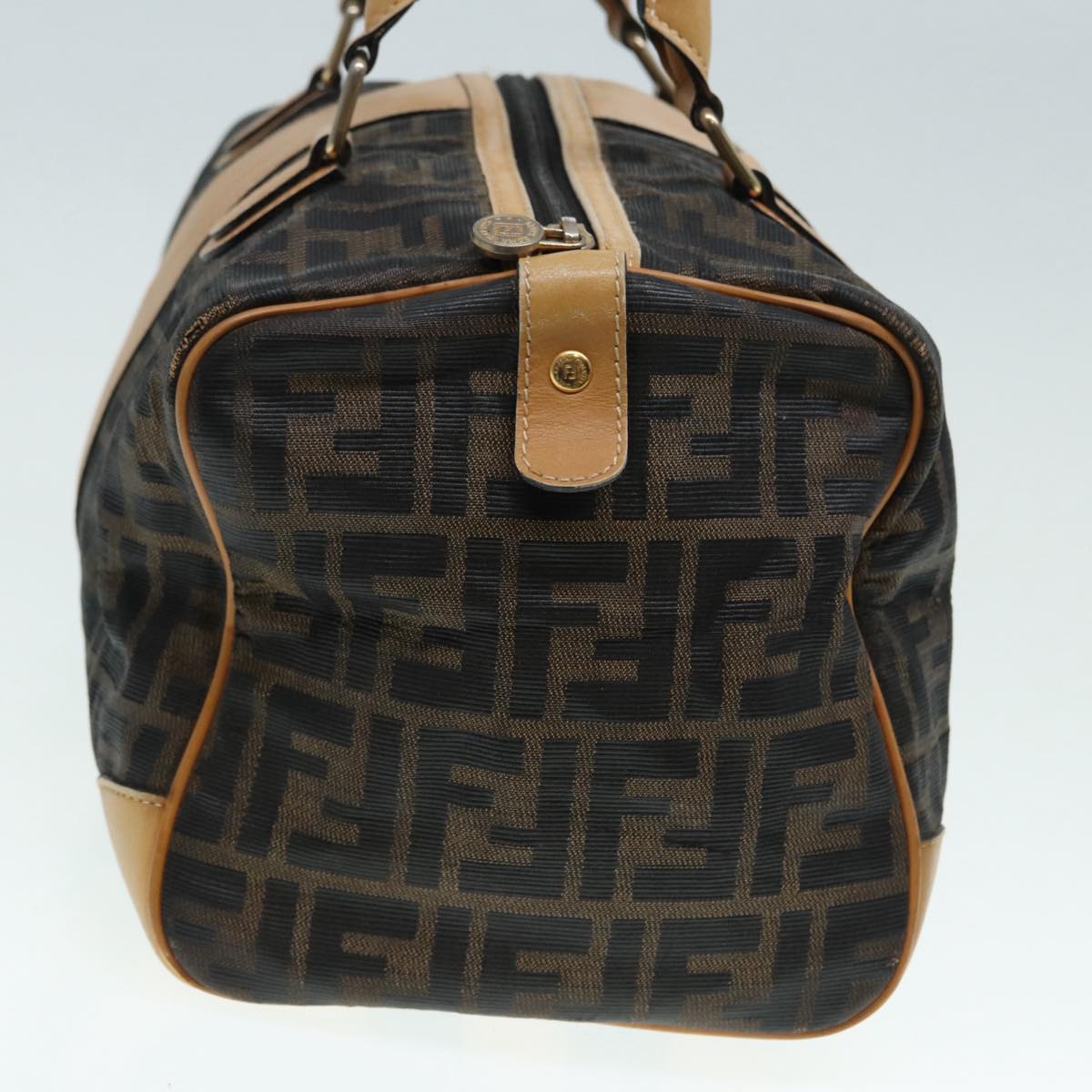 Luxury Fendi Zucca Canvas Hand Bag Brown Black goldfm3783