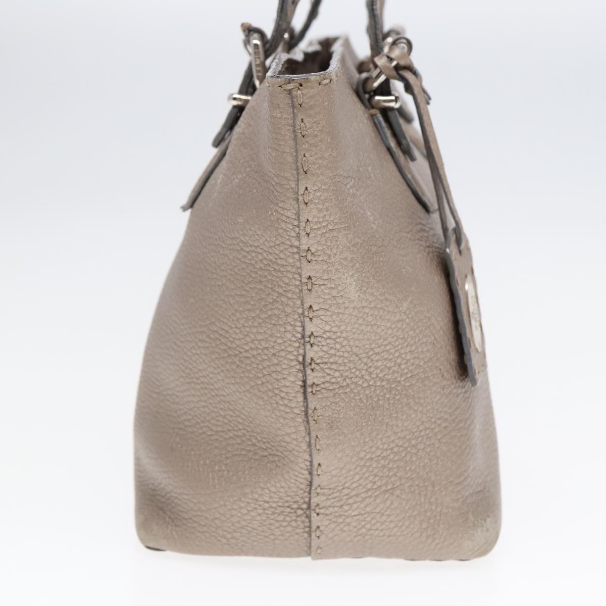 Luxury Fendi Celeria Tote Bag Leather Silver Silver Tonefm3806