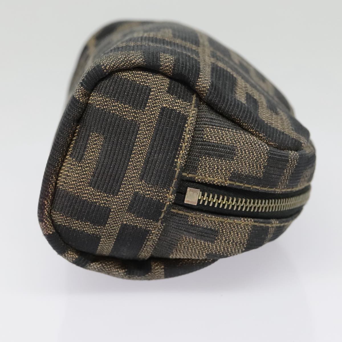 Luxury Fendi Zucca Canvas Pouch Black Gold Brownfm3877