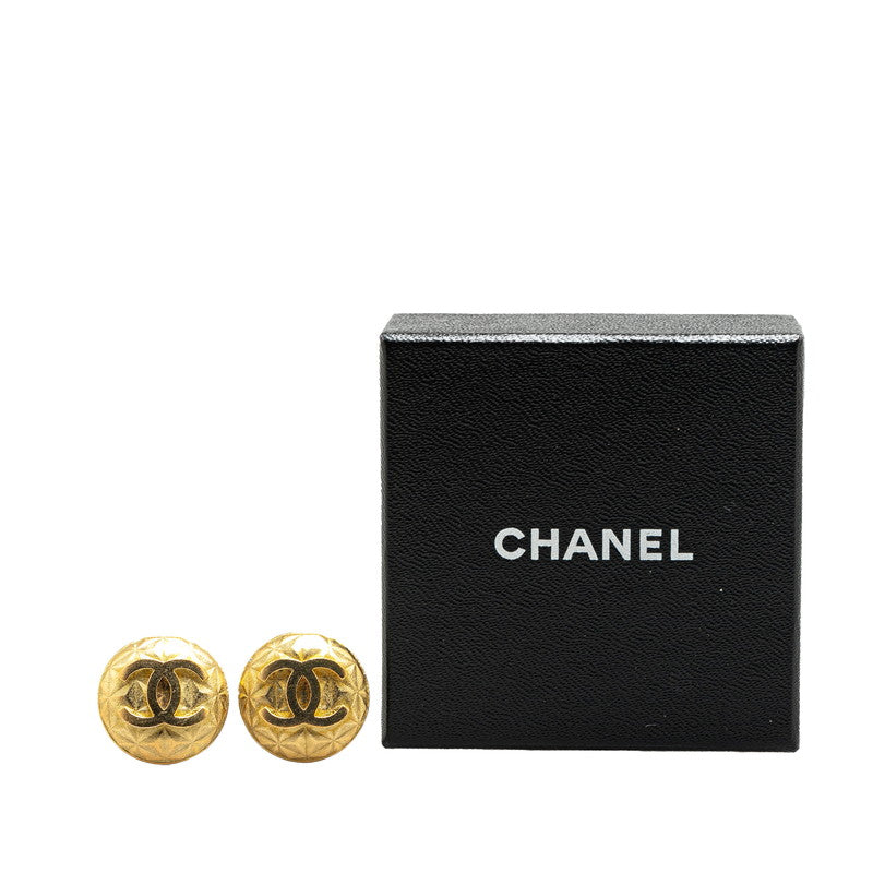 Chanel Vintage Coco Mark Round Earrings Gold