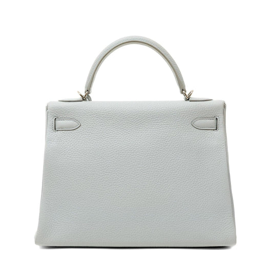 Luxury Hermes Kelly 32cm Gris Perle Togo w/ Palladium Hardware