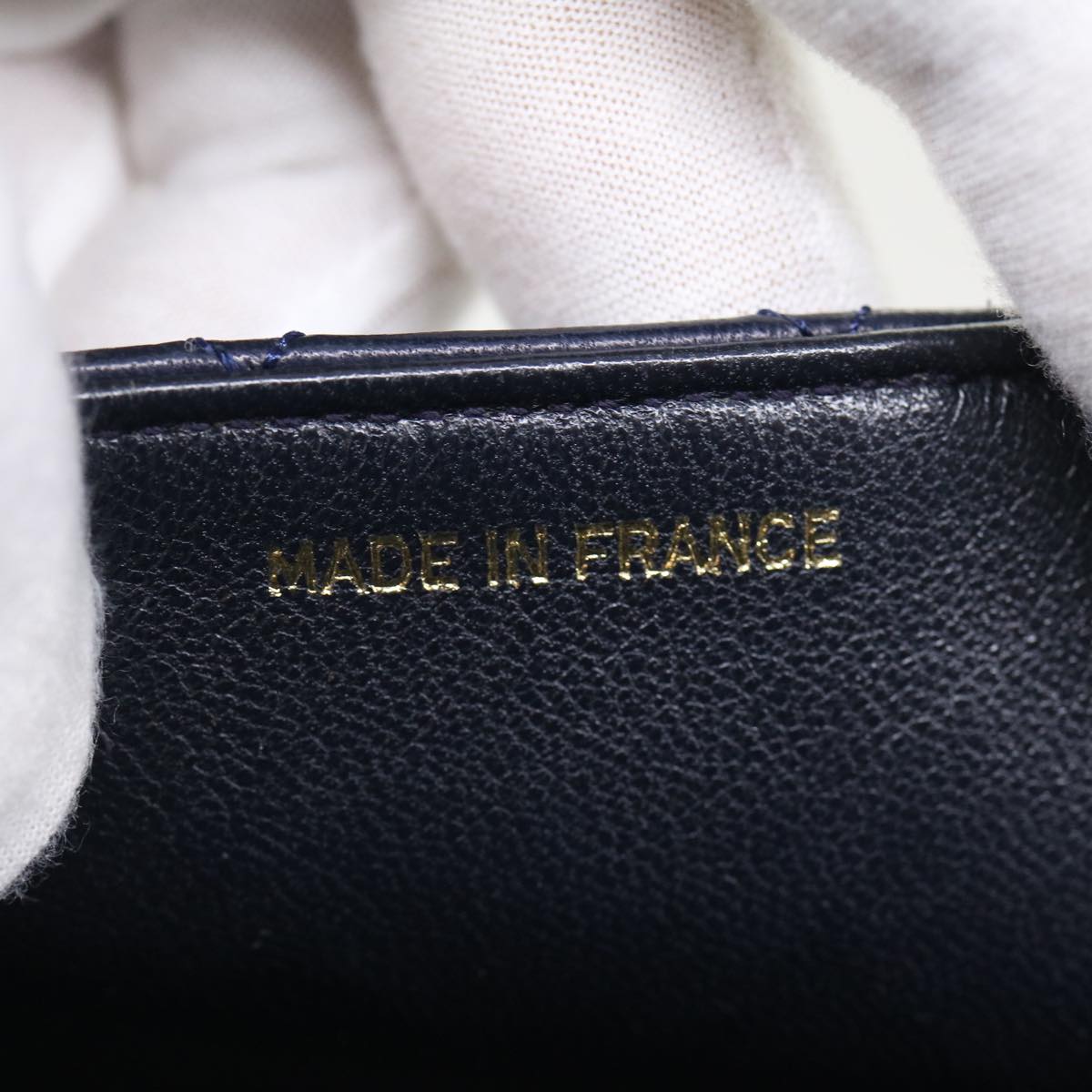 CHANEL Matelasse Chain Flap Shoulder Bag Lamb Skin Navy Gold CC am2602gA