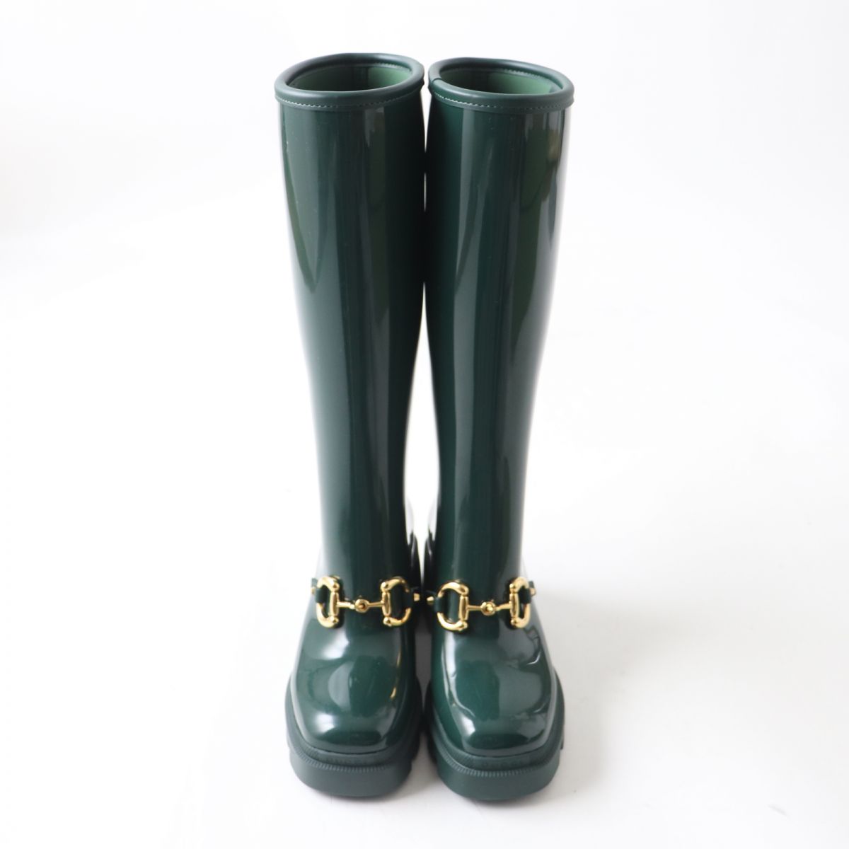 Luxury Gucci Trending 2025 Horsebit Rubber Long Boots Green