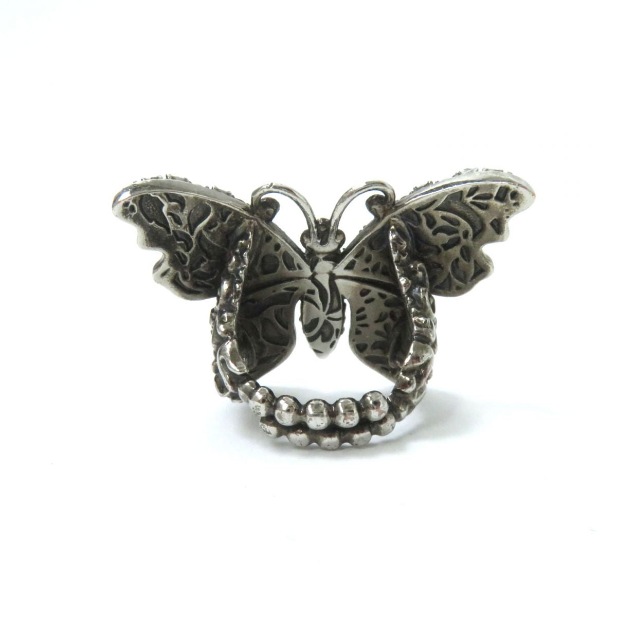 Luxury Gucci Trending 2025 Crystal Butterfly Rhinestone Ring Silver