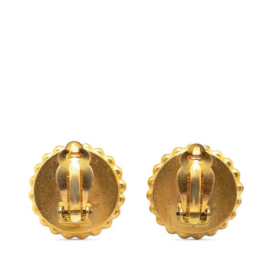 Chanel Vintage Coco Mark Earrings Gold Black
