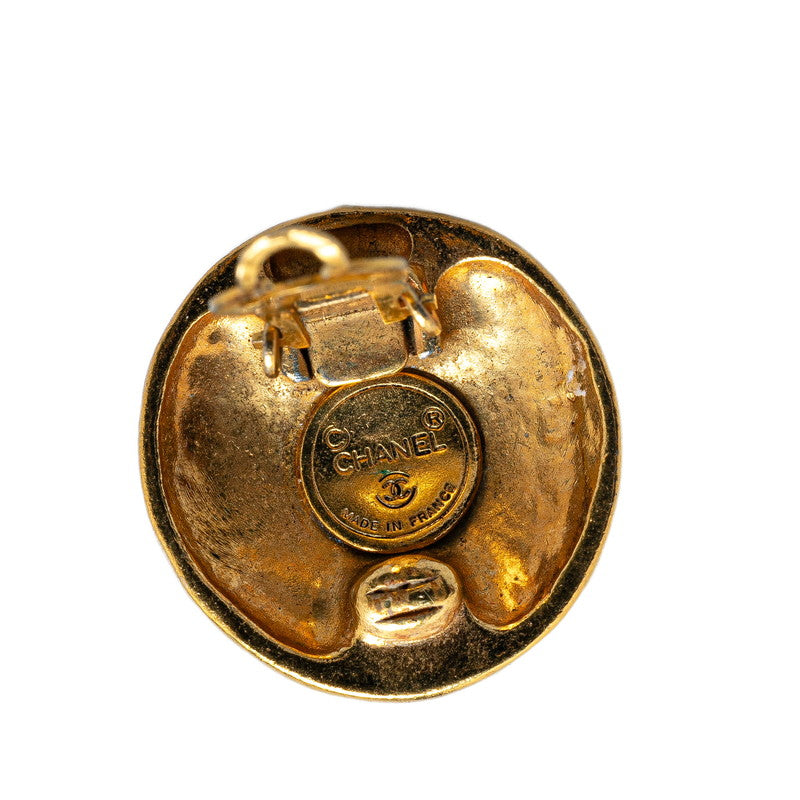 Chanel Coco Mark Round Clip Earrings Gold