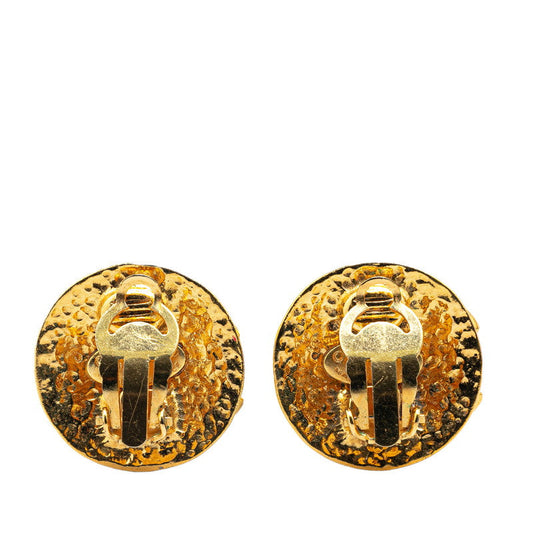 Chanel Vintage Coco Mark Round Earrings Gold