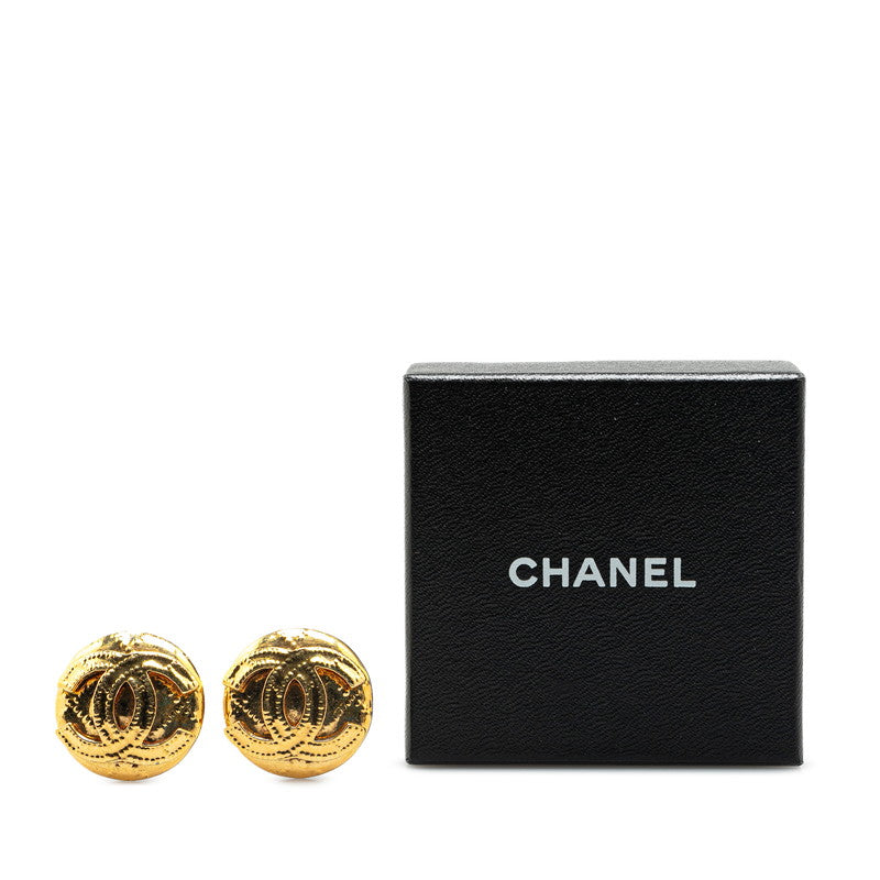 Chanel Vintage Coco Mark Round Earrings Gold