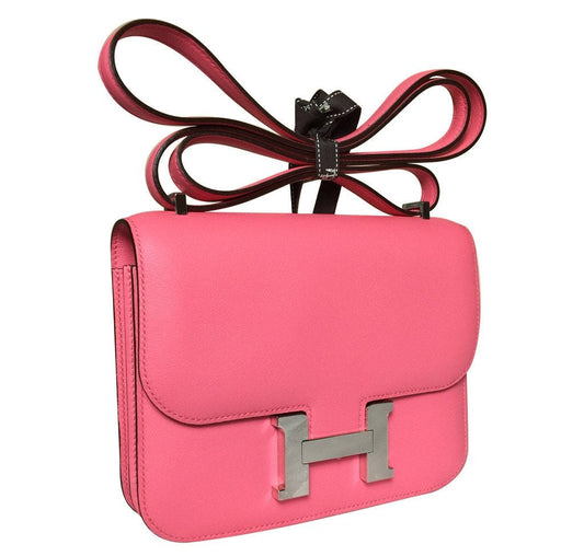 Luxury Hermes Constance Mini 18 Rose Azalea Swift Leather PHW