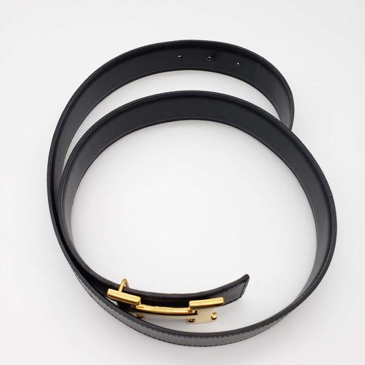 Luxury Hermes Leather Belt Black Gold Reversible