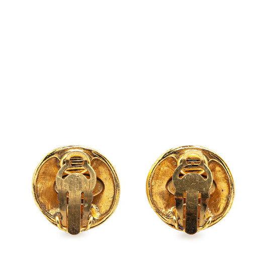 Chanel Vintage Coco Mark Motif Earrings Gold