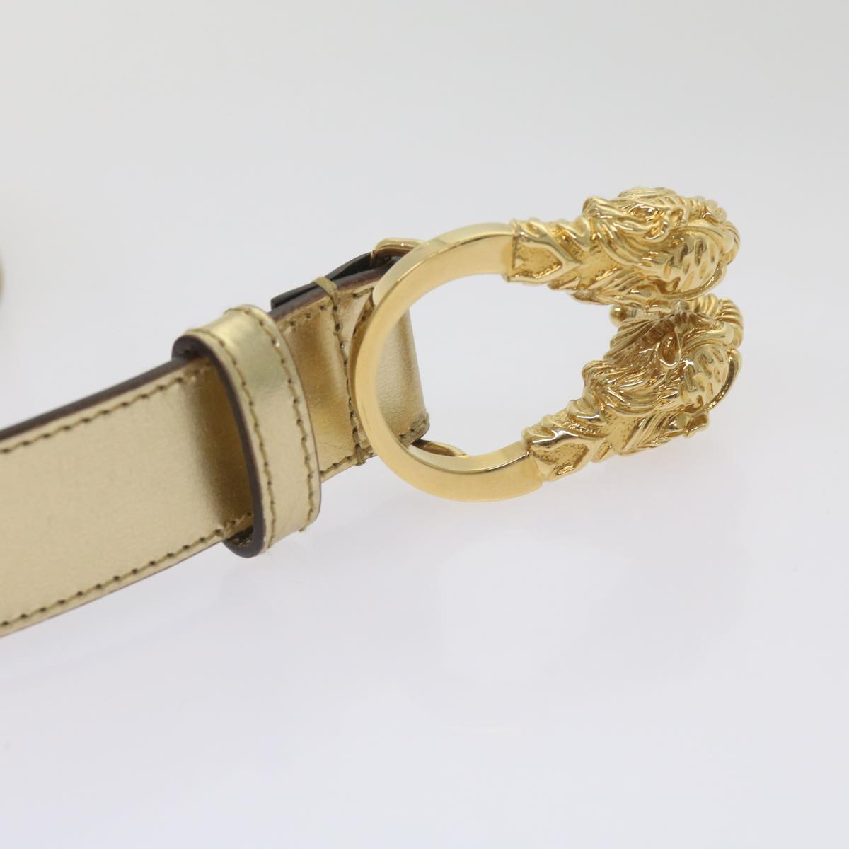 GUCCI Belt Leather 32.3"" Gold Tone 70 28 037 1766 1424 hk1107