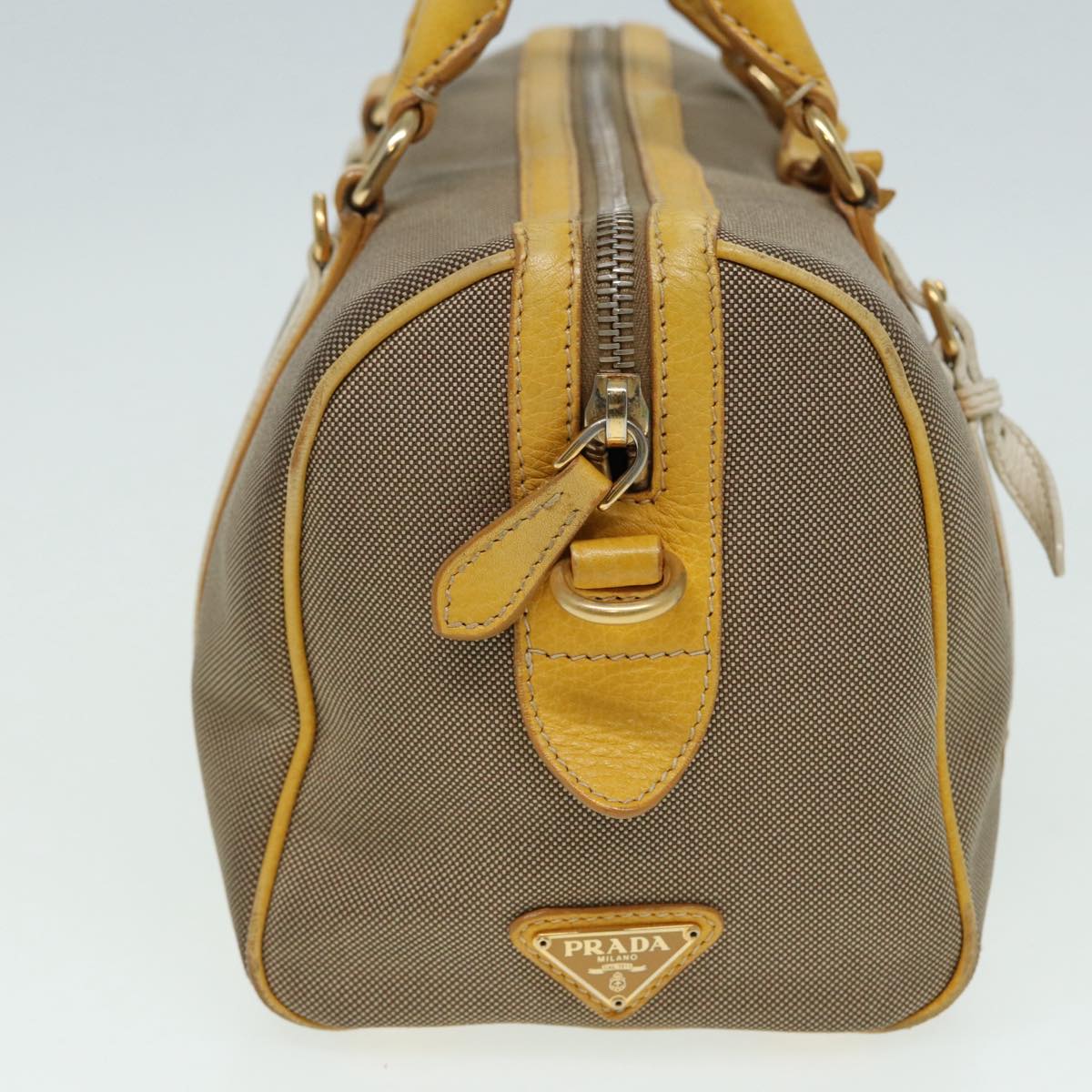 Luxury Prada Hand Bag Canvas Beige Yellow hk1503