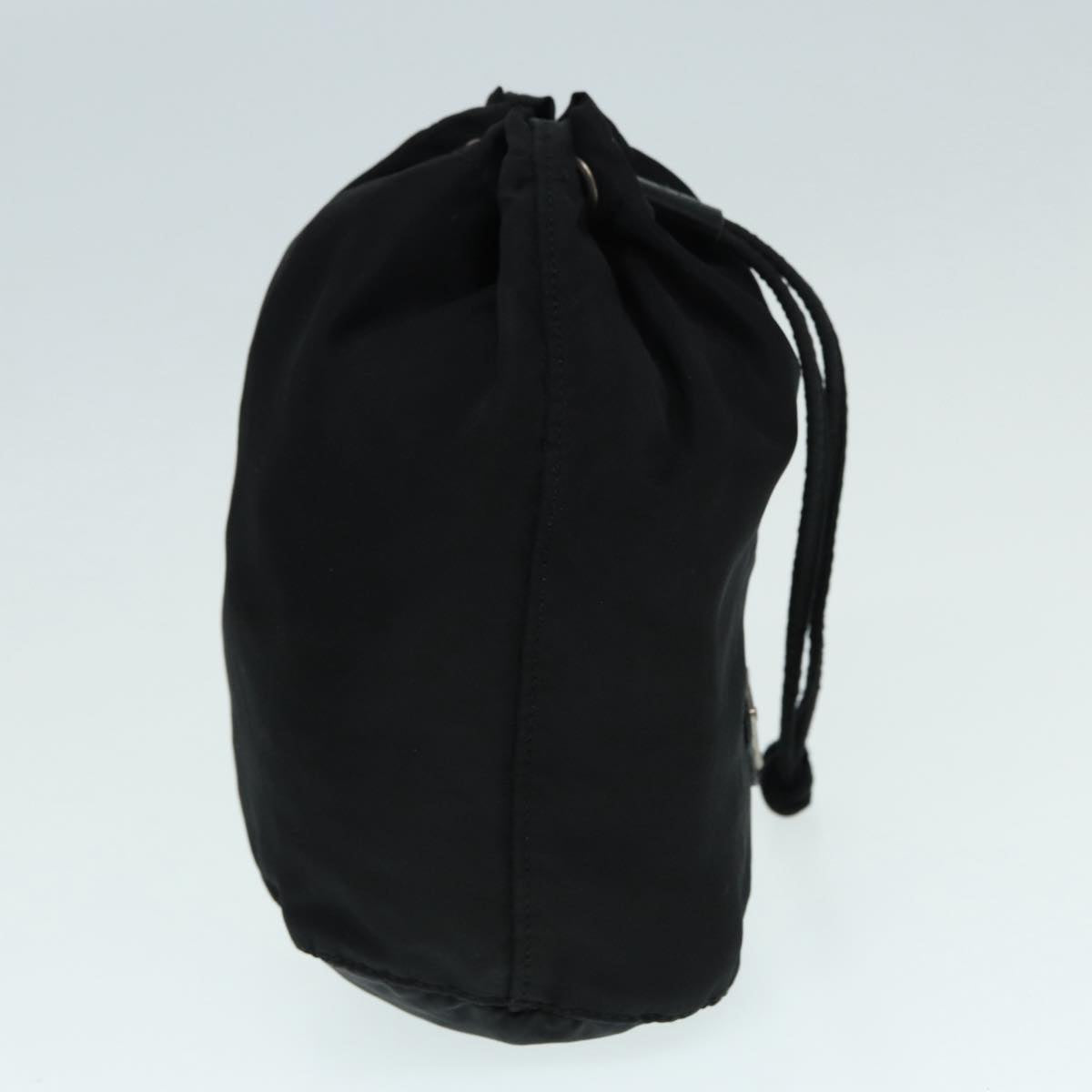 Luxury Prada Drawstring Pouch Nylon Black Silver hk1552