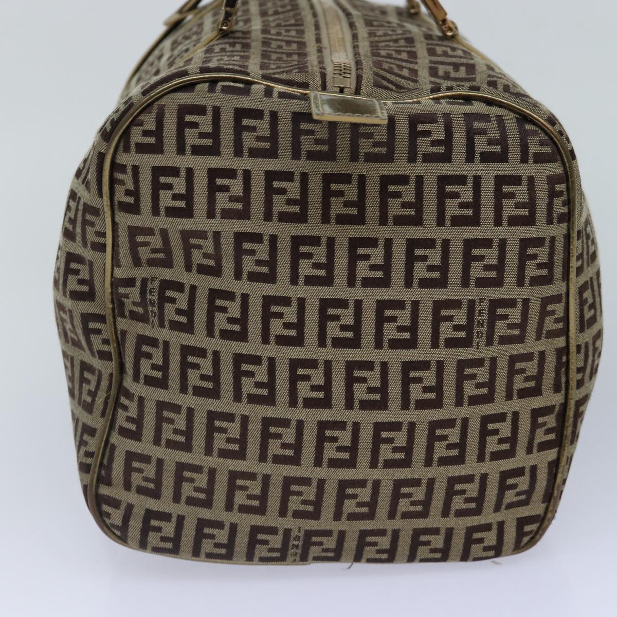 Luxury Fendi Zucchino Canvas Boston Bag Beige Goldhk1608