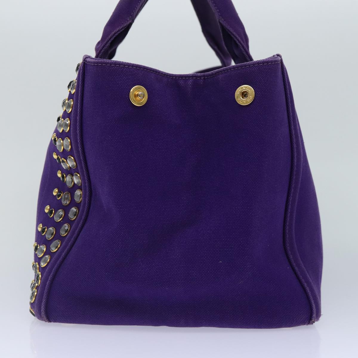 Luxury Prada Hand Bag Canvas Purple Gold hk1628