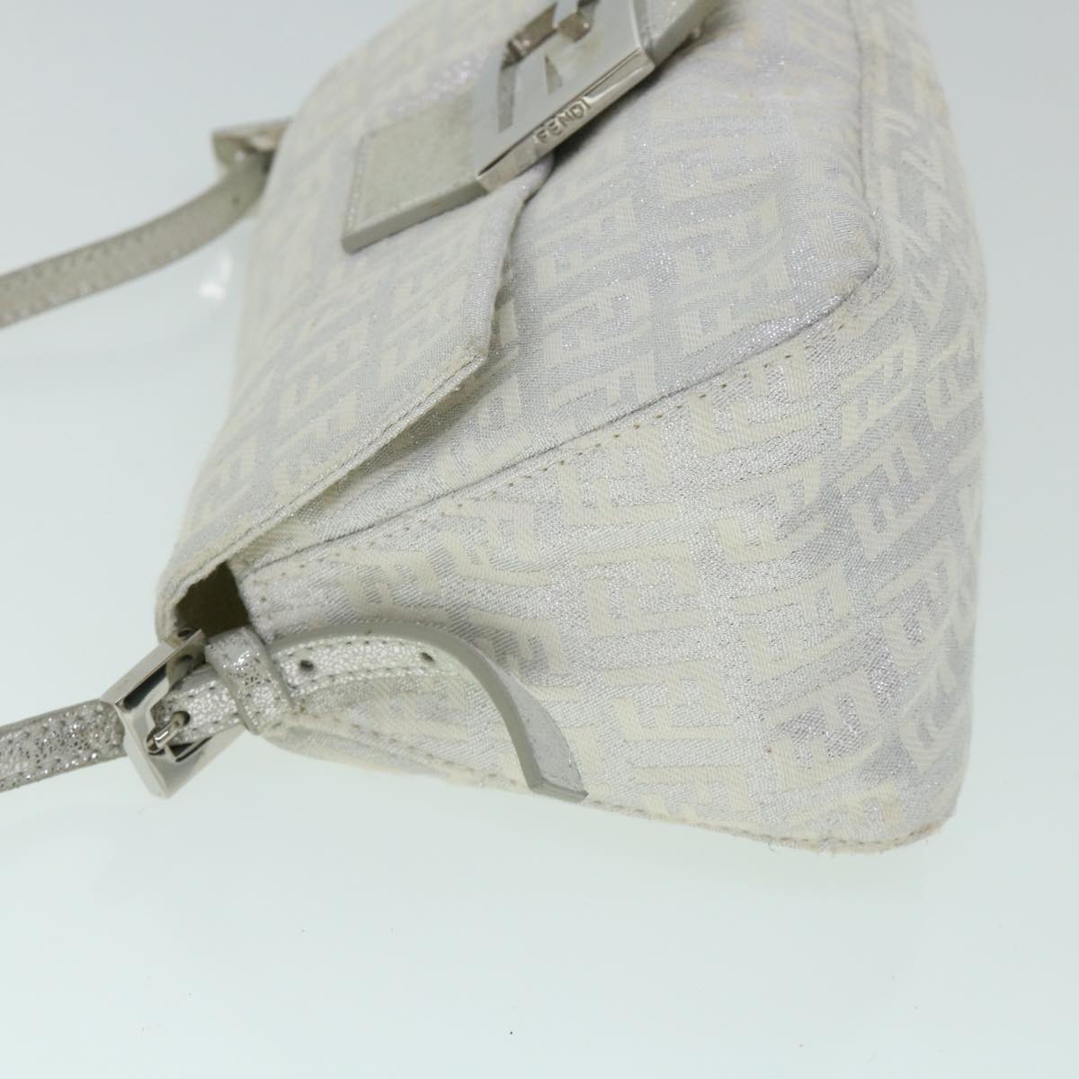 Luxury FendiZucchino Canvas Mamma Baguette Shoulder Bag Silverhk852