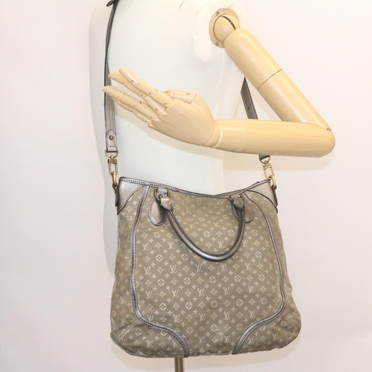 LOUIS VUITTON Monogram Mini Lin Anjoul Tote Bag Gray M95622 LV hs243