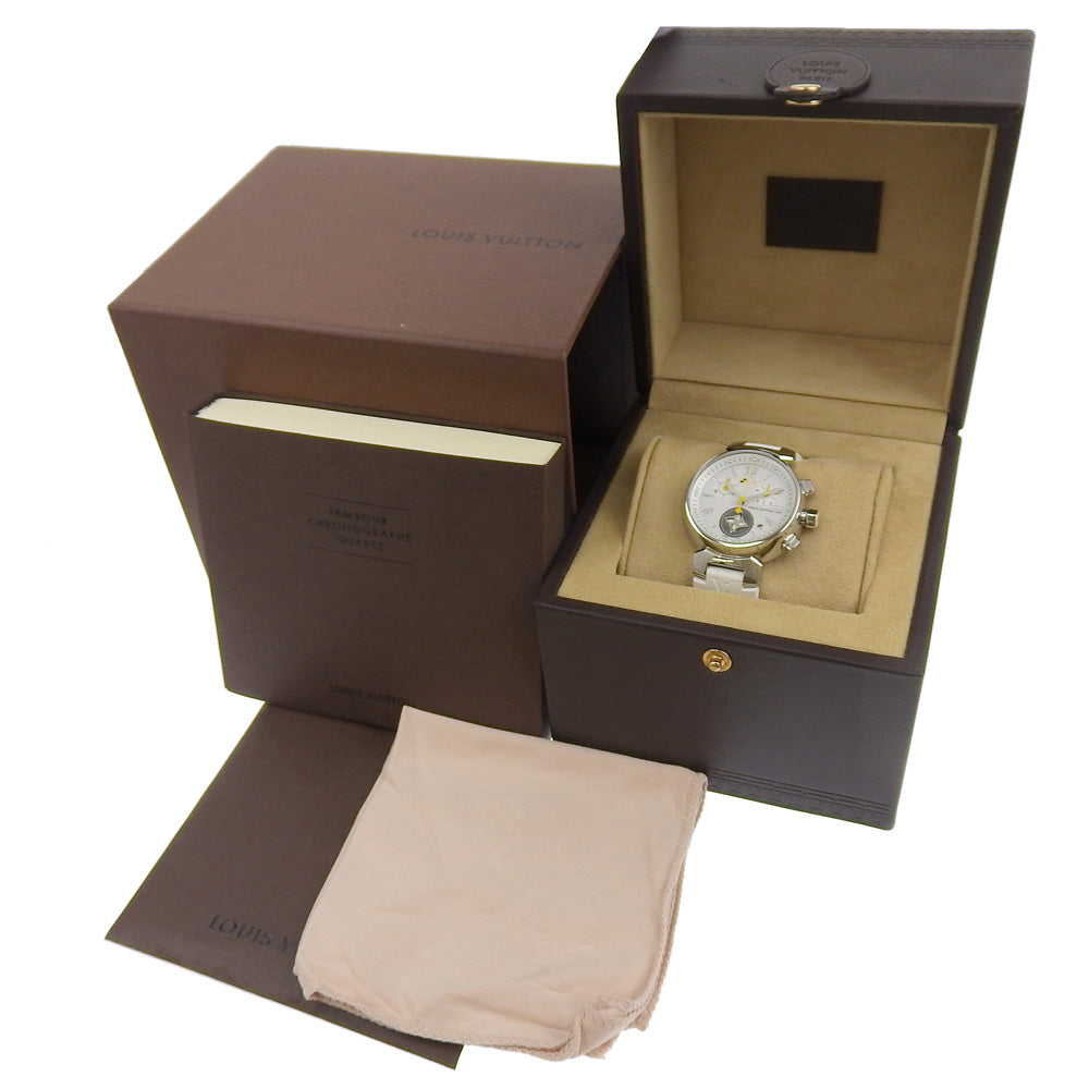 Louis Vuitton Tambour Watch Q132C Stainless Steel Rubber Quartz