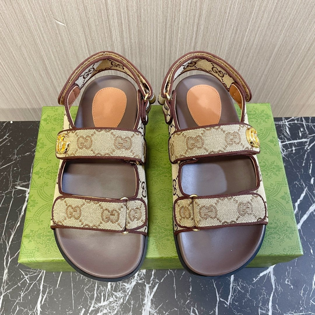 Luxury Gucci GG CLASSIC CANVAS SANDALS BROWN