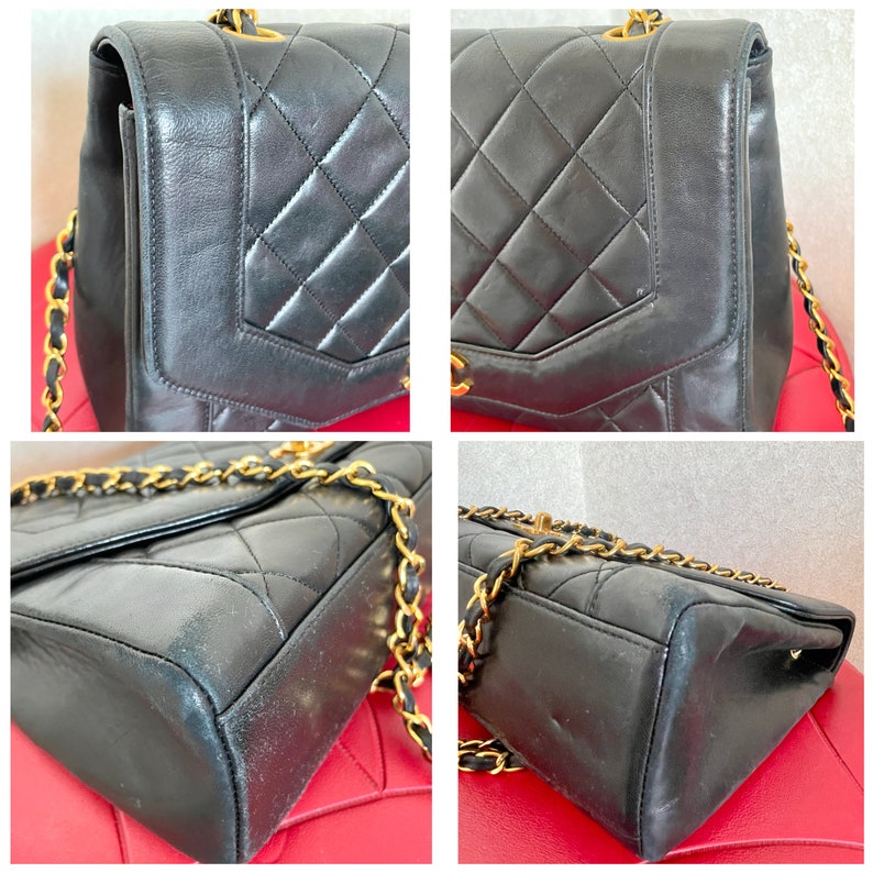 Luxury Chanel Vintage black lambskin chain 2
