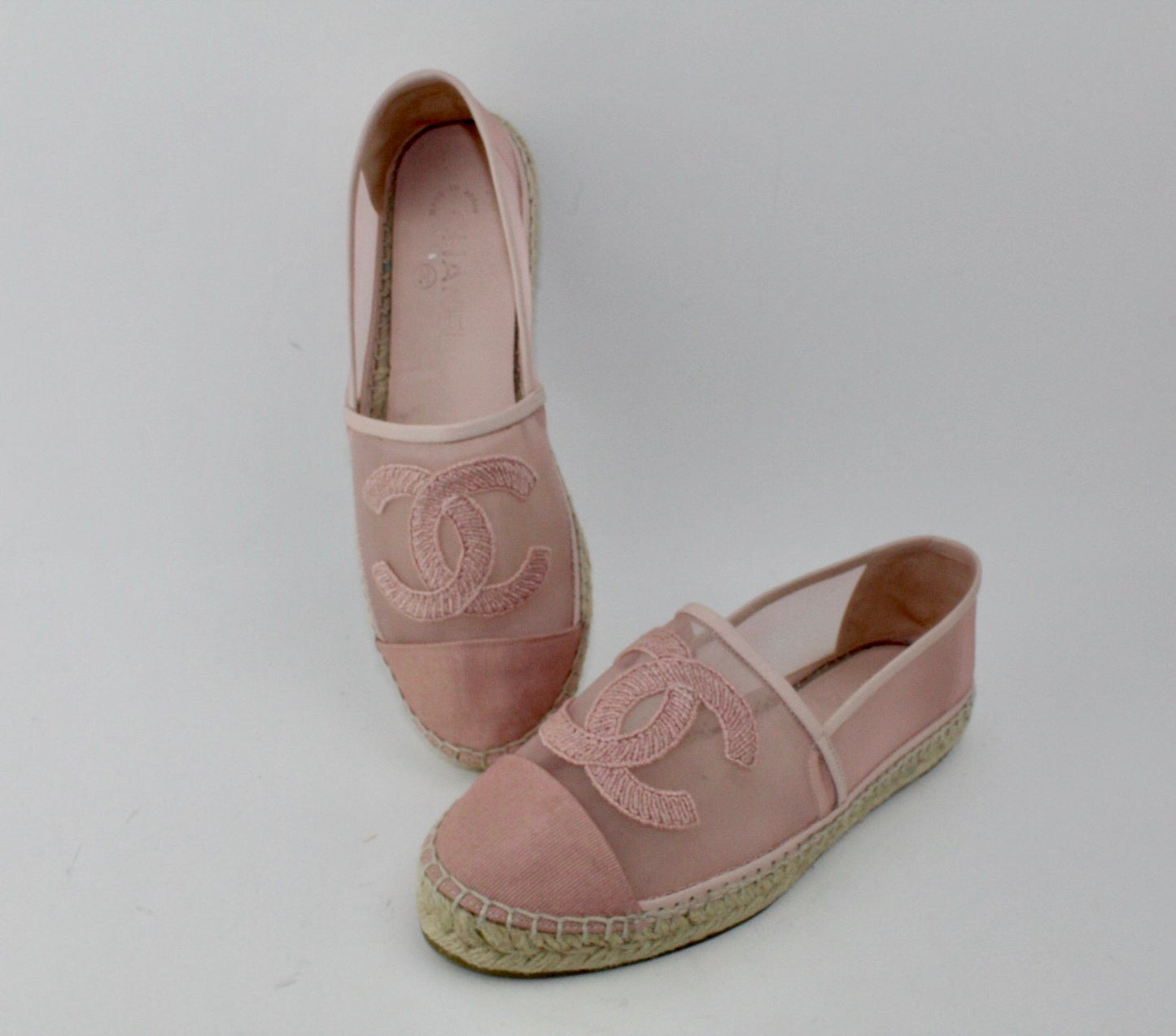 Chanel Mesh Grossgrain Pink Espadrilles