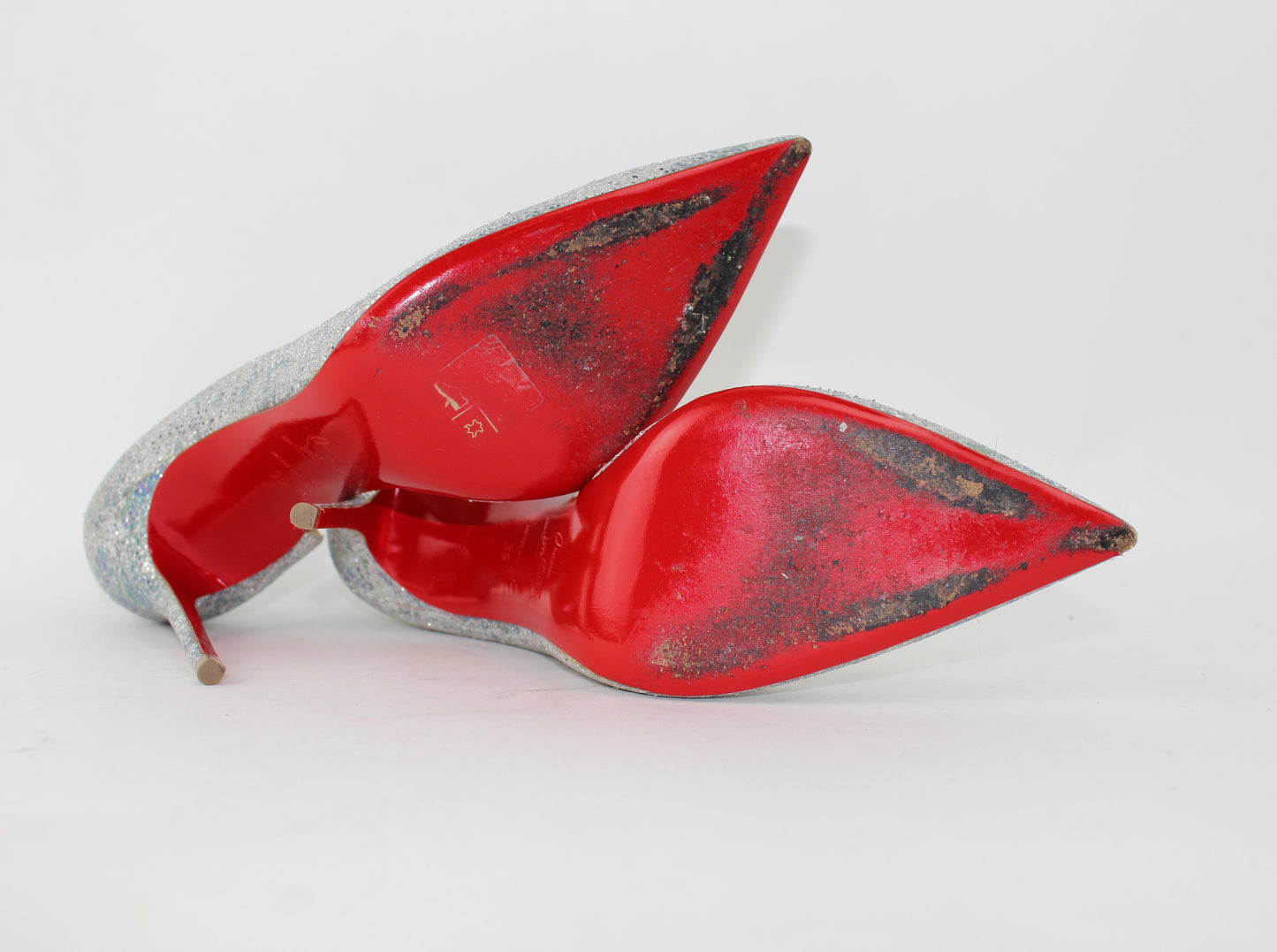 CHRISTIAN LOUBOUTIN IRIZA HALF D'ORSAY GLITTER PUMP SIZE 39