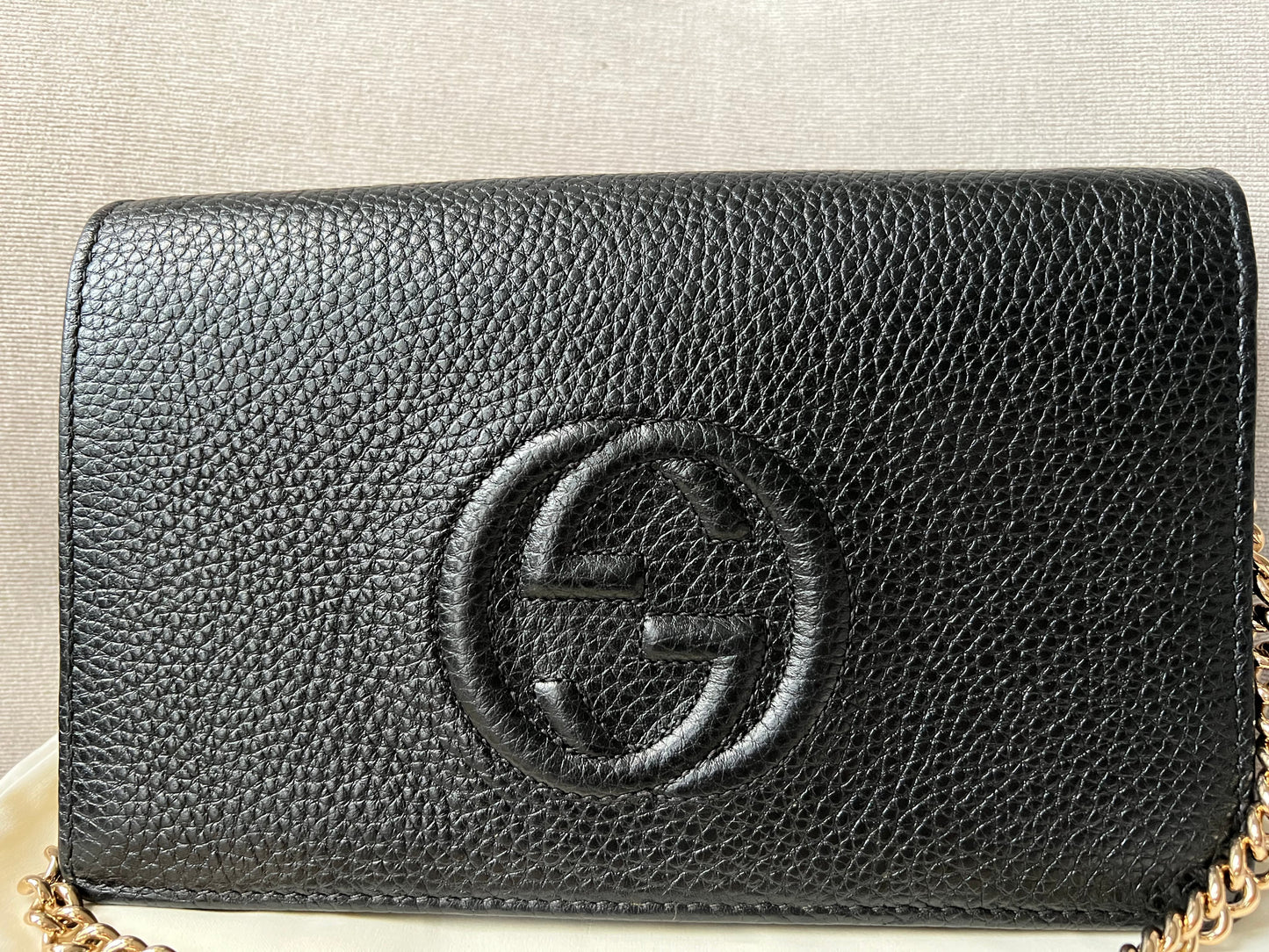 Luxury Gucci Trending 2025 Black Soho Chain Wallet