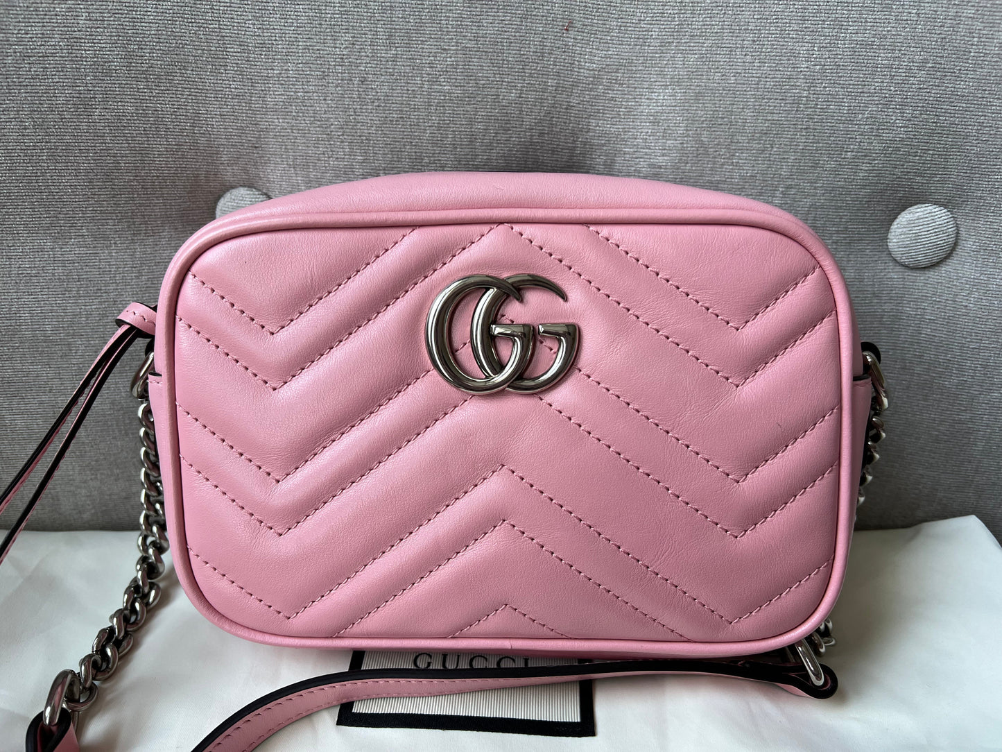 Luxury Gucci GG Pale Pink Marmont Mini Shoulder Bag ( 1,160)
