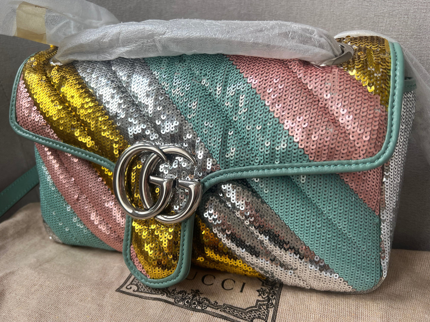 Luxury Gucci GG Paillettes Sequin Marmont Small Shoulder Bag